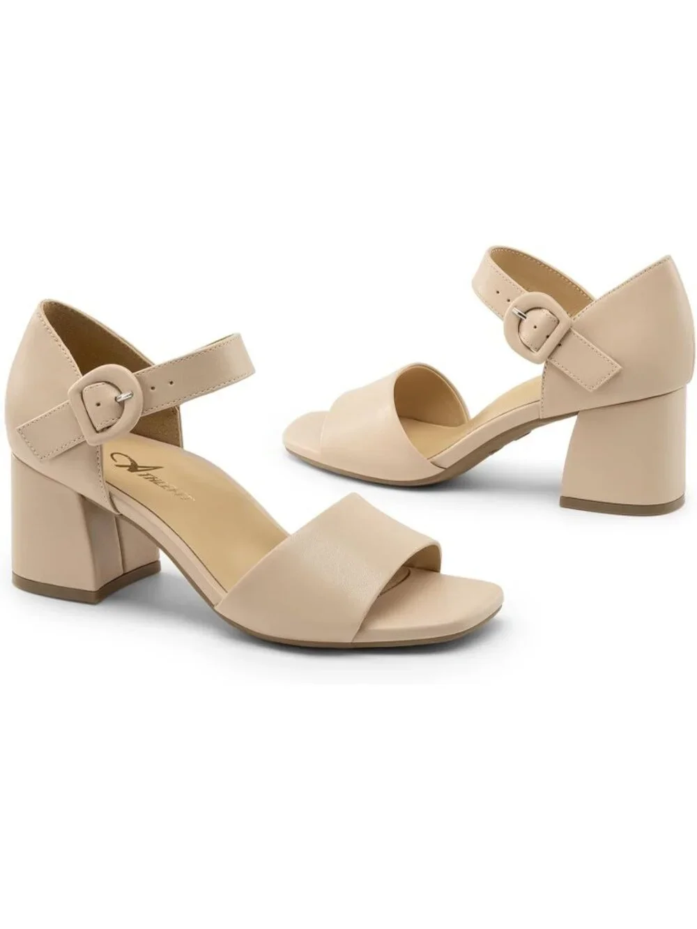 Women's Nude Orthopedic Arch Support Low Heels Adjustable Ankle Strap Sandals